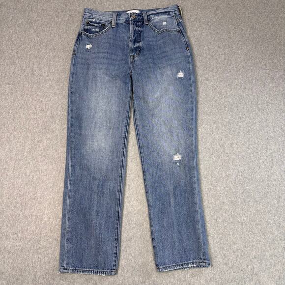 Pistola Charlie Straight Leg Jeans Womens 26 Blue Light Wash Mid Rise Distressed - Picture 1 of 11